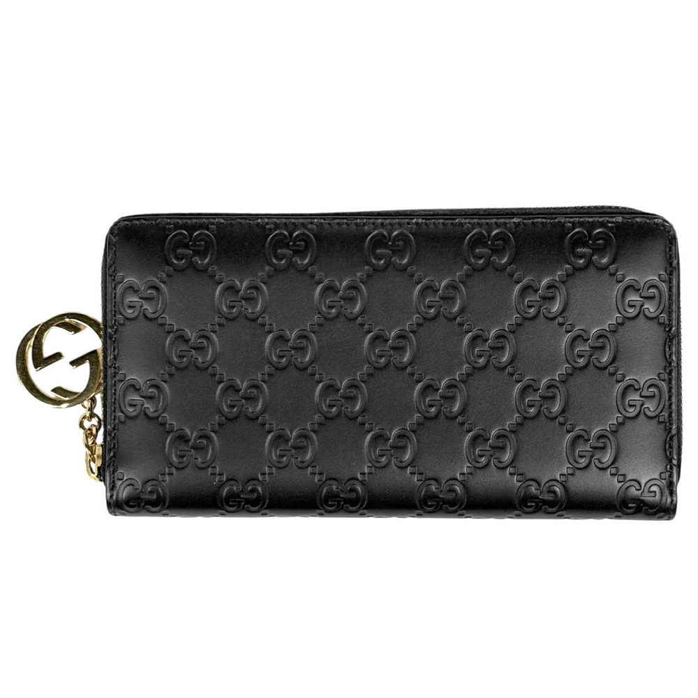 Gucci Guccissima Round Zip Long Wallet Signature Guccissima Leather Black